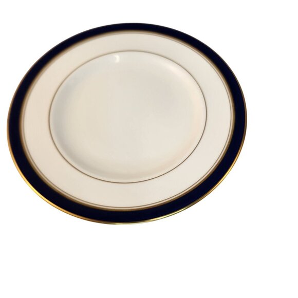 Royal Worcester Howard Bone China Salad Lunch Plate Navy Blue Gold Trim 1982 Eng - Picture 4 of 7